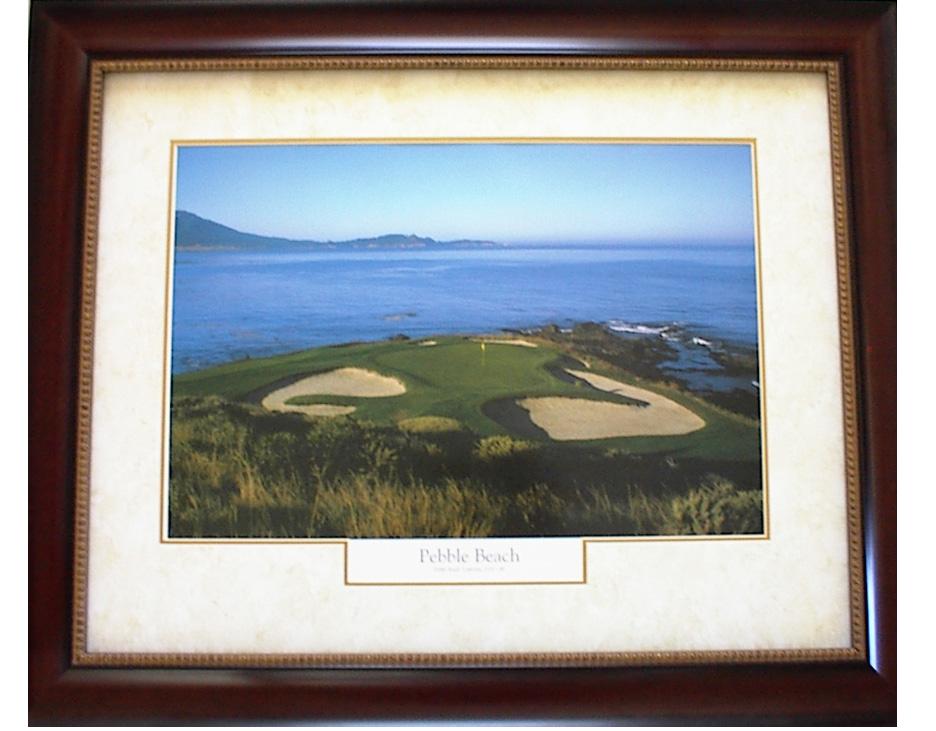 Pebble Beach 7th Hole Mahogany Frame Opaque